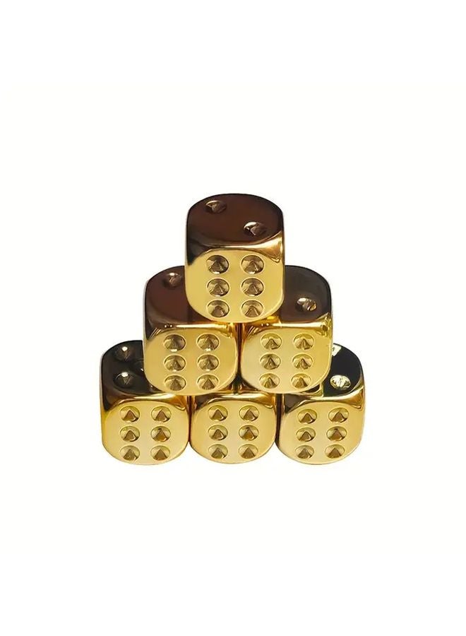 6Pcs Golden Electroplated Six Sided Dice Set Desktop Games Party Entertainment - Image 4