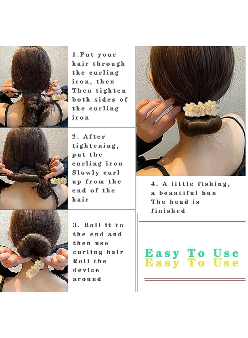 أوزيغالور 4 قطع صانعات كعكة شعر على شكل زهرة باللون الوردي والرمادي والأرجواني والأصفر، إكسسوارات تسريحة شعر للبنات - Image 2