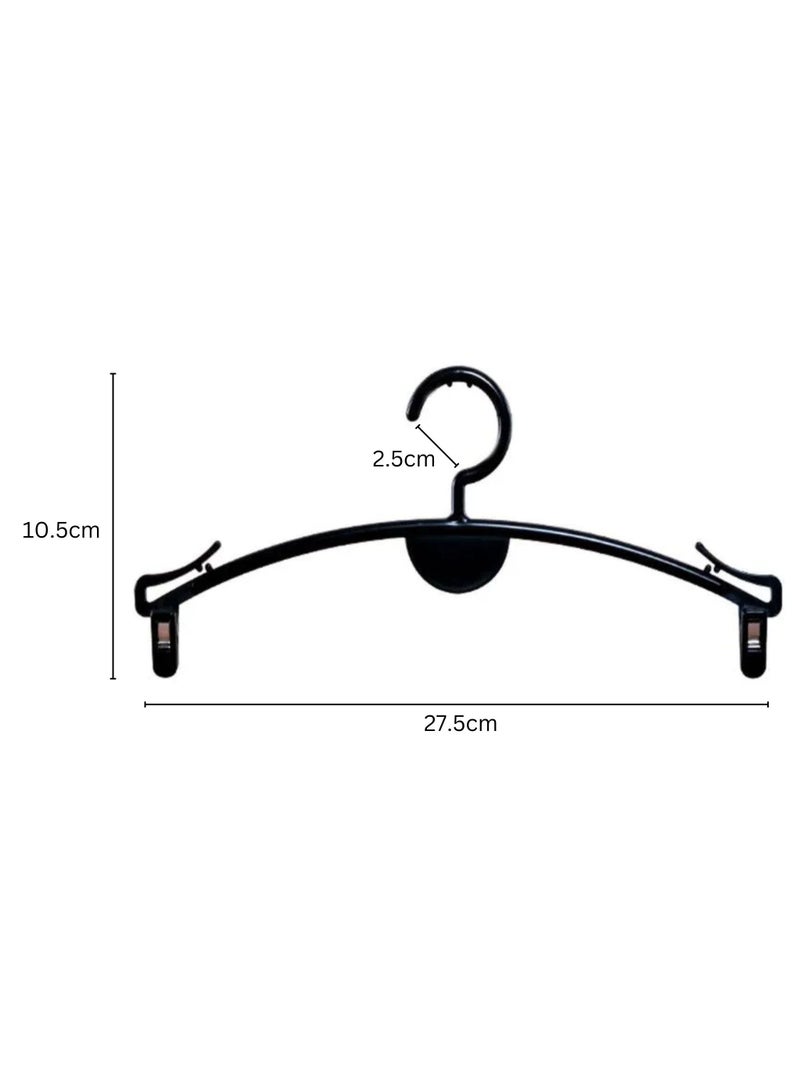 ORTUK 12pcs Thickened Bra Panty Hanger with Clips, Space Saving Underwear Hangers, Non Slip Strong Plastic Clips Hanger, Wholesale Bra Shelves Hangers for Swimear, Lingerie, Kids, Adults Garments Black 27cm - Image 2