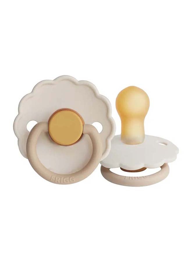FRIGG Daisy Latex Baby Pacifier 6-18M 2-Pack Chamomile/Honey Gold - Size 2 - Image 2