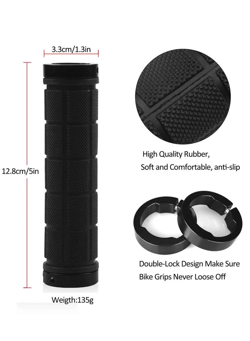 SOLARAE Rubber Anti-Slip Handlebar Grips for MTB/BMX Mountain Bikes - Black 2 Pack Bicycle Accessories for Enhanced Comfort and Control - Image 2