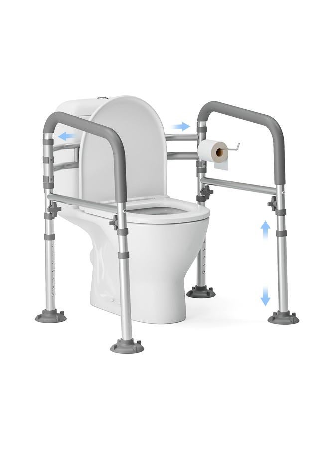 Loyoda Foldable Toilet Safety Rails for Seniors - Adjustable Toilet Safety Frame & Toilet Handles for Elderly & Disabled, Fits Most Toilets, 350lb Capacity, Gray - Image 1