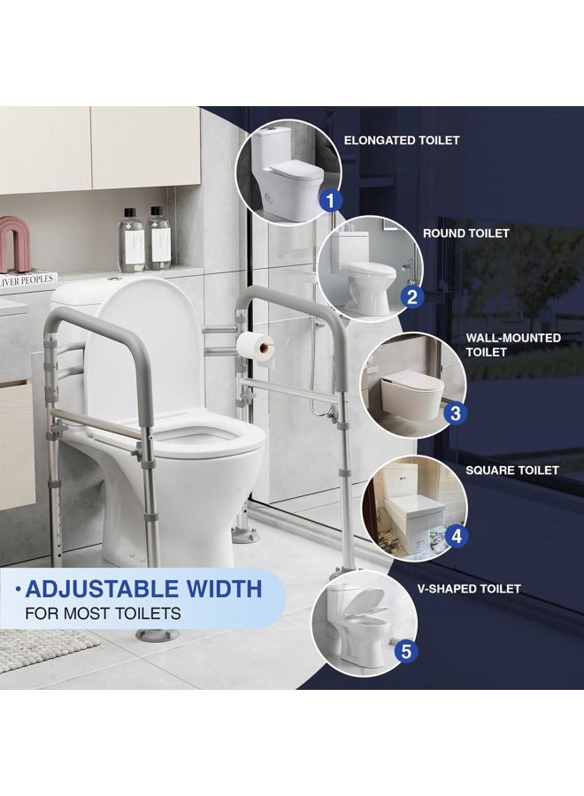Loyoda Foldable Toilet Safety Rails for Seniors - Adjustable Toilet Safety Frame & Toilet Handles for Elderly & Disabled, Fits Most Toilets, 350lb Capacity, Gray - Image 5