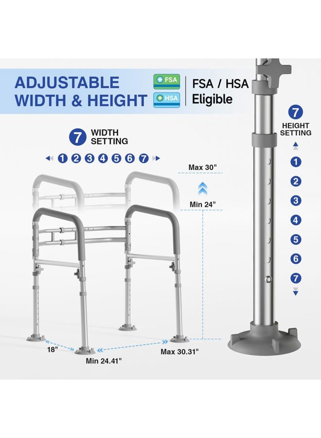 Loyoda Foldable Toilet Safety Rails for Seniors - Adjustable Toilet Safety Frame & Toilet Handles for Elderly & Disabled, Fits Most Toilets, 350lb Capacity, Gray - Image 2