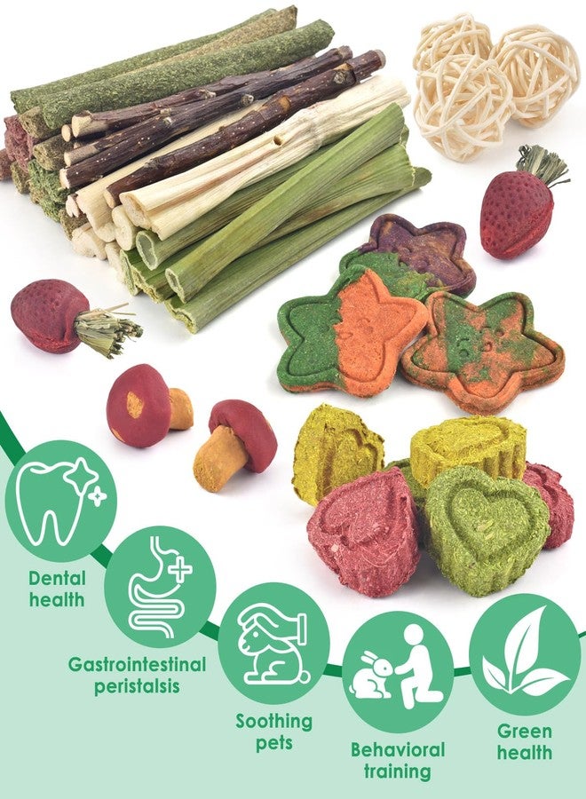 ERKOON 53 Bunny Chew Toys for Rabbits Teeth, Natural Rabbit Toys Apple Wood Sticks, Carrot, Timothy Grass for Small Pets, Hamster, Chinchilla, Guinea Pig Dental Care and Treat Teething(53) - Image 2