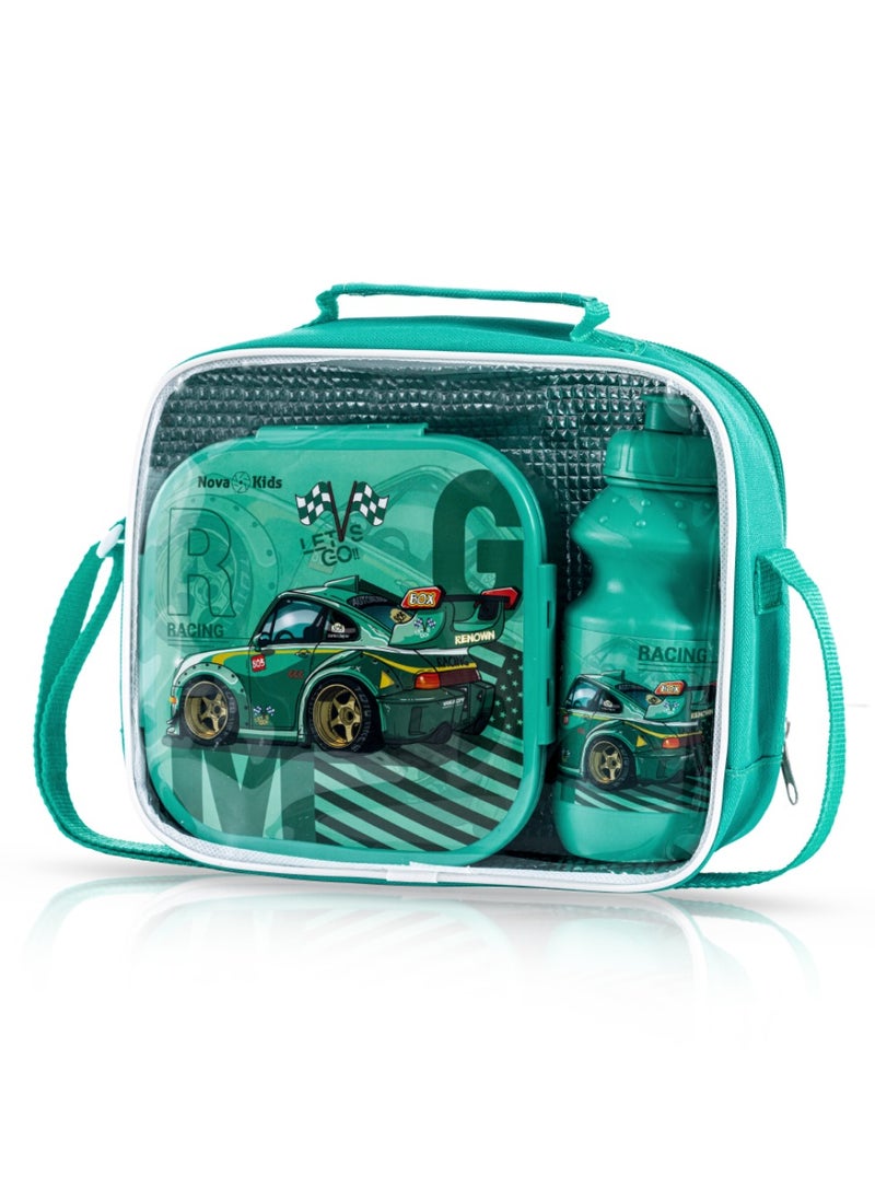 Nova kids Lunch Box And Water Bottle With Lunch Bag - Racing Green  - Image 1