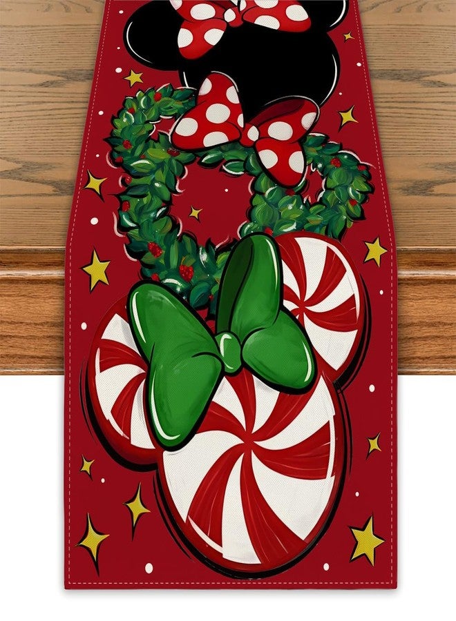 Yarcooly Christmas Table Runner Xmas Cartoon Mouse Table Cover New Year Winter Xmas Decor red Christmas Decorations for Home Party - Image 1