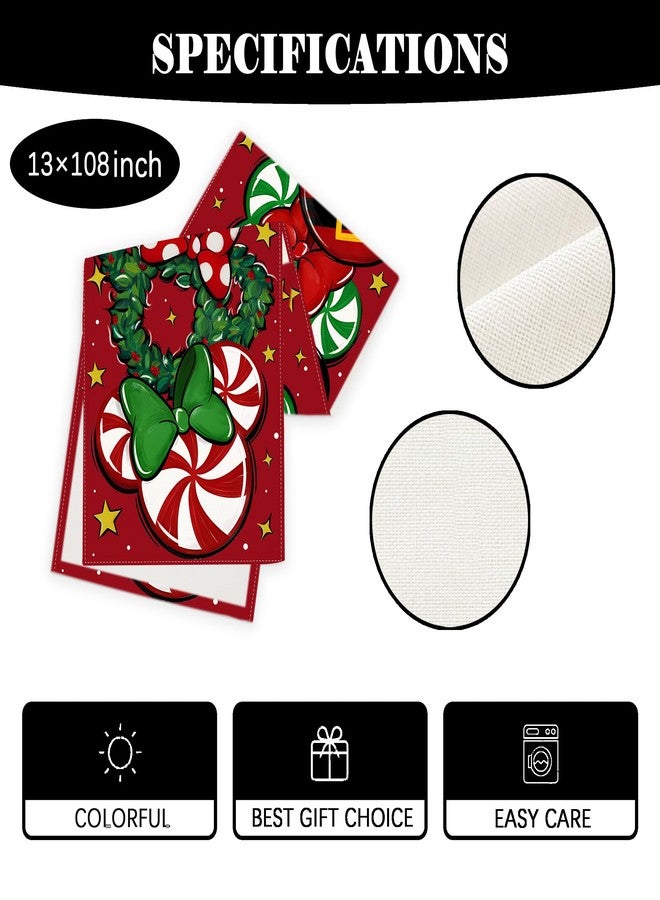 Yarcooly Christmas Table Runner Xmas Cartoon Mouse Table Cover New Year Winter Xmas Decor red Christmas Decorations for Home Party - Image 2