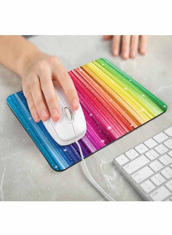 Pehede Mouse pad with Anti-Slip Rubber Base, Easy Gliding,Computer Mouse Mat for Computers, Laptop, Gaming, Office & Home, 7.9 * 9.5 in,Rainbow Glitter Stardust Striped - Image 5