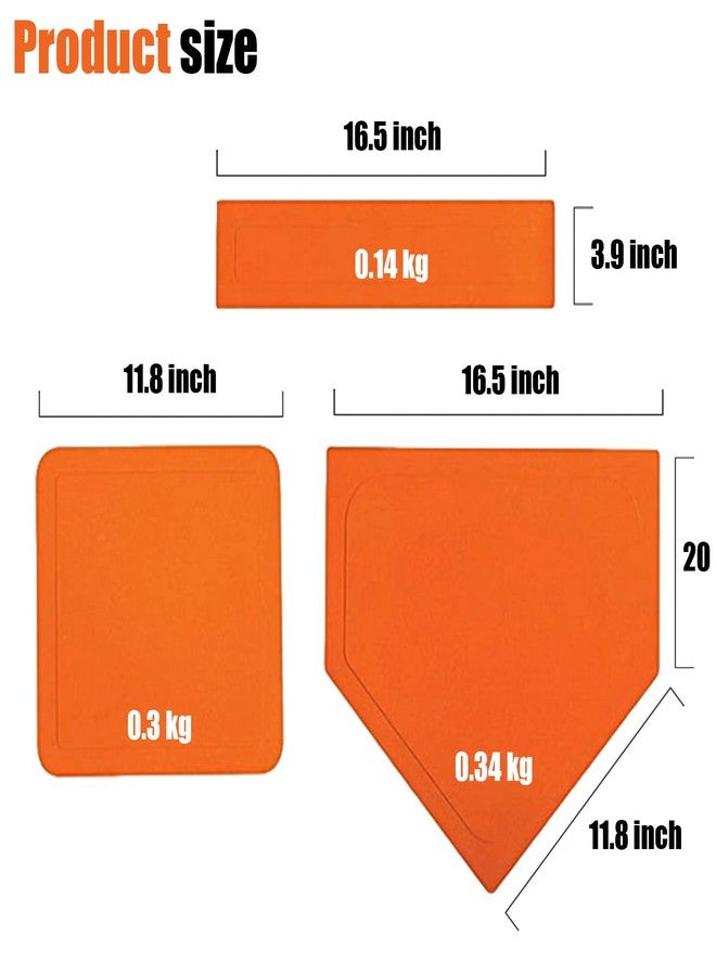 Bkkack Baseball & Softball Base Set 5 Piece Rubber Field Bases for Youth & Adults Throw Down Bases for Baseball, Softball, Teeball, Kickball, Backyard, Practice (5pcs-Orange) - Image 2