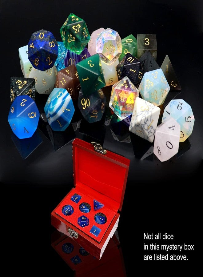 Haxtec Mystery Gemstone DND Dice Set with Wood Dice Case DND Gifts for Players Dual-Purpose Wooden Dice Box with Stone D&D Dice Set TTRPG Accessories - Image 3