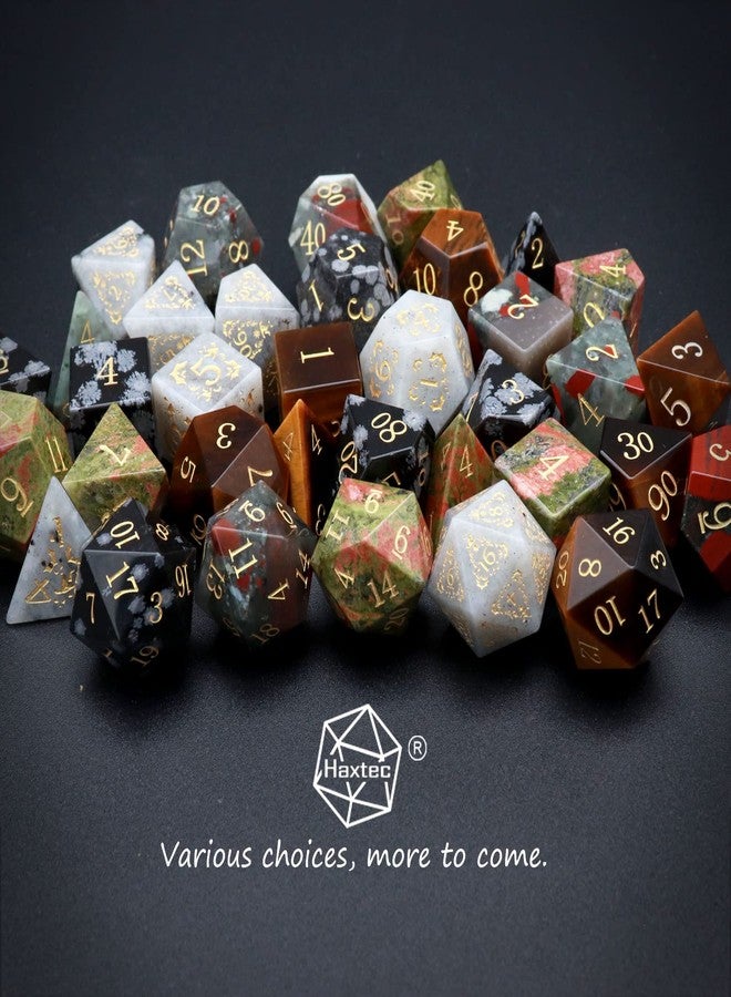 Haxtec Mystery Gemstone DND Dice Set with Wood Dice Case DND Gifts for Players Dual-Purpose Wooden Dice Box with Stone D&D Dice Set TTRPG Accessories - Image 4