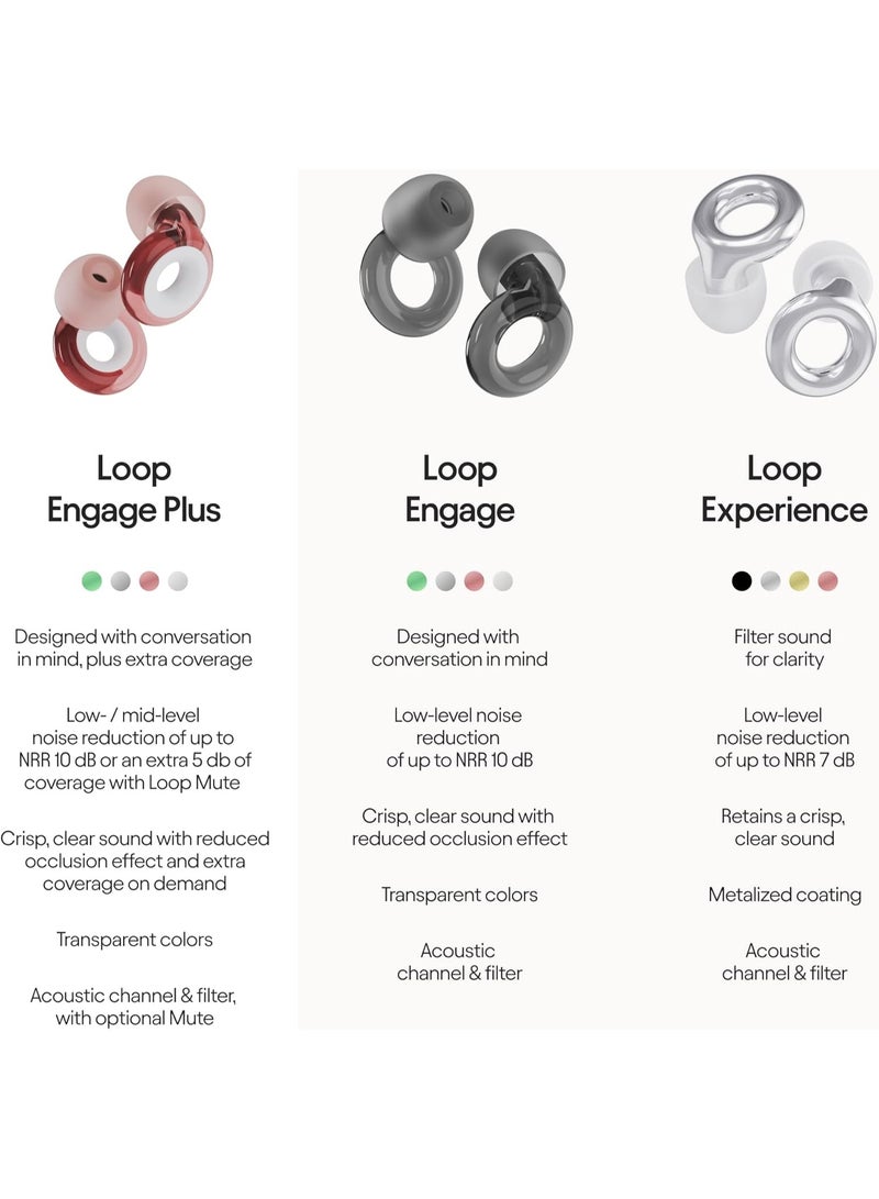 Loop Engage Plus Earplugs – Low-level Noise Reduction with Clear Speech – for Conversation, Social Gatherings, Noise Sensitivity and Parenting – 8 Ear Tips + Extra Accessories – SNR 16 dB - Image 4