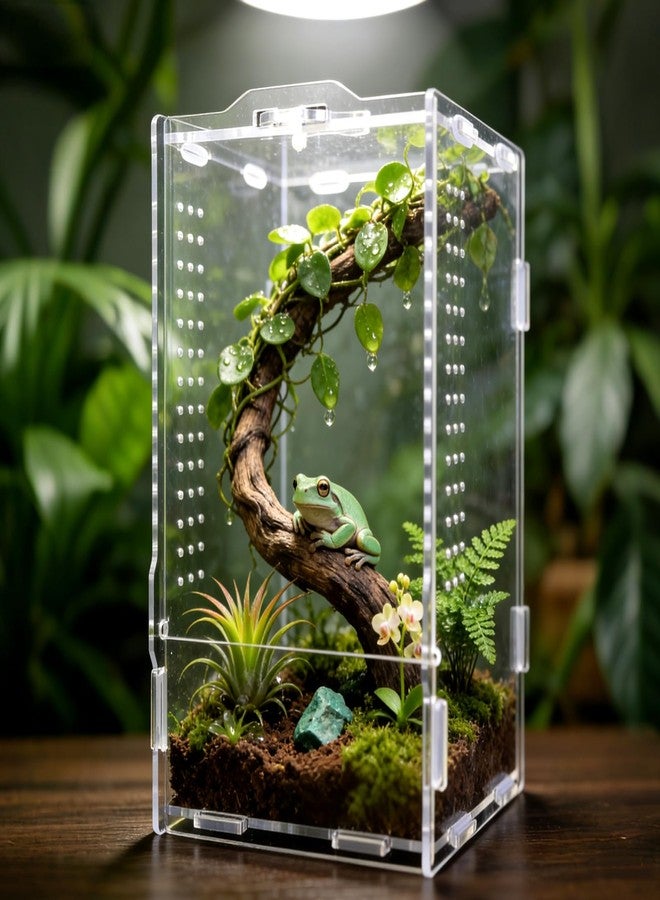 GTSEEMUU Jumping Spider Enclosure, Insect Terrarium, Bug Cage, Acrylic Terrarium for Tarantula, Snail, Praying Mantis, Frog, and Small Reptiles (4.7" x 4.3" x 7.8") - Image 1