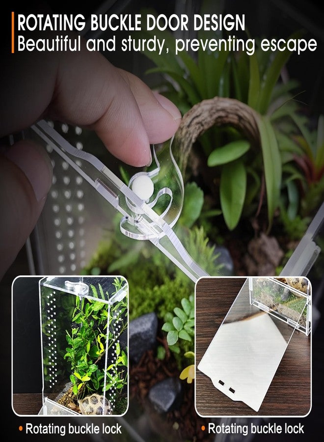 GTSEEMUU Jumping Spider Enclosure, Insect Terrarium, Bug Cage, Acrylic Terrarium for Tarantula, Snail, Praying Mantis, Frog, and Small Reptiles (4.7" x 4.3" x 7.8") - Image 4