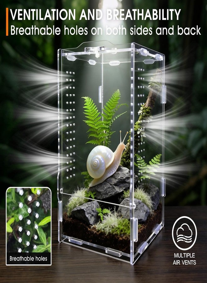 GTSEEMUU Jumping Spider Enclosure, Insect Terrarium, Bug Cage, Acrylic Terrarium for Tarantula, Snail, Praying Mantis, Frog, and Small Reptiles (4.7" x 4.3" x 7.8") - Image 3