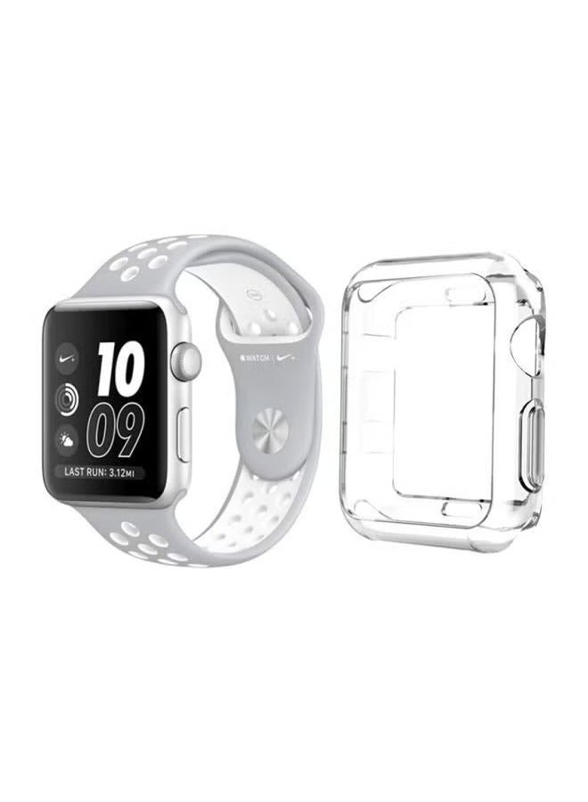 vesus Protective TPU Case With Silicone Replacement Band For Apple Watch White/Clear