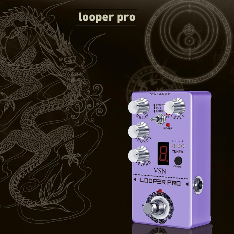 VSN Multi Effect Pedal With Delay Tuner Chorus Reverb Looper Guitar Digital effect pedals Multi Effect Pedal True bypass RE-05 - Image 2