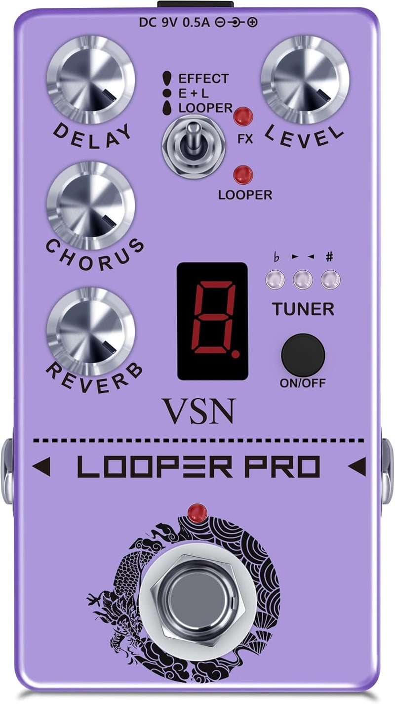 VSN Multi Effect Pedal With Delay Tuner Chorus Reverb Looper Guitar Digital effect pedals Multi Effect Pedal True bypass RE-05 - Image 1