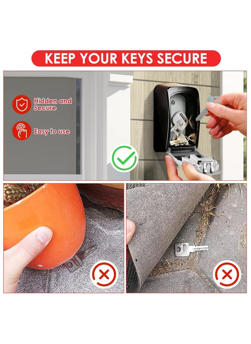 ALMURAT ALMURAT Wall Mounted Key Lock Box with Outside House Key Safe Storage Combination and Small 4 Digit Code Safe Security for Indoor Outdoor Garage Weatherproof  - Image 5