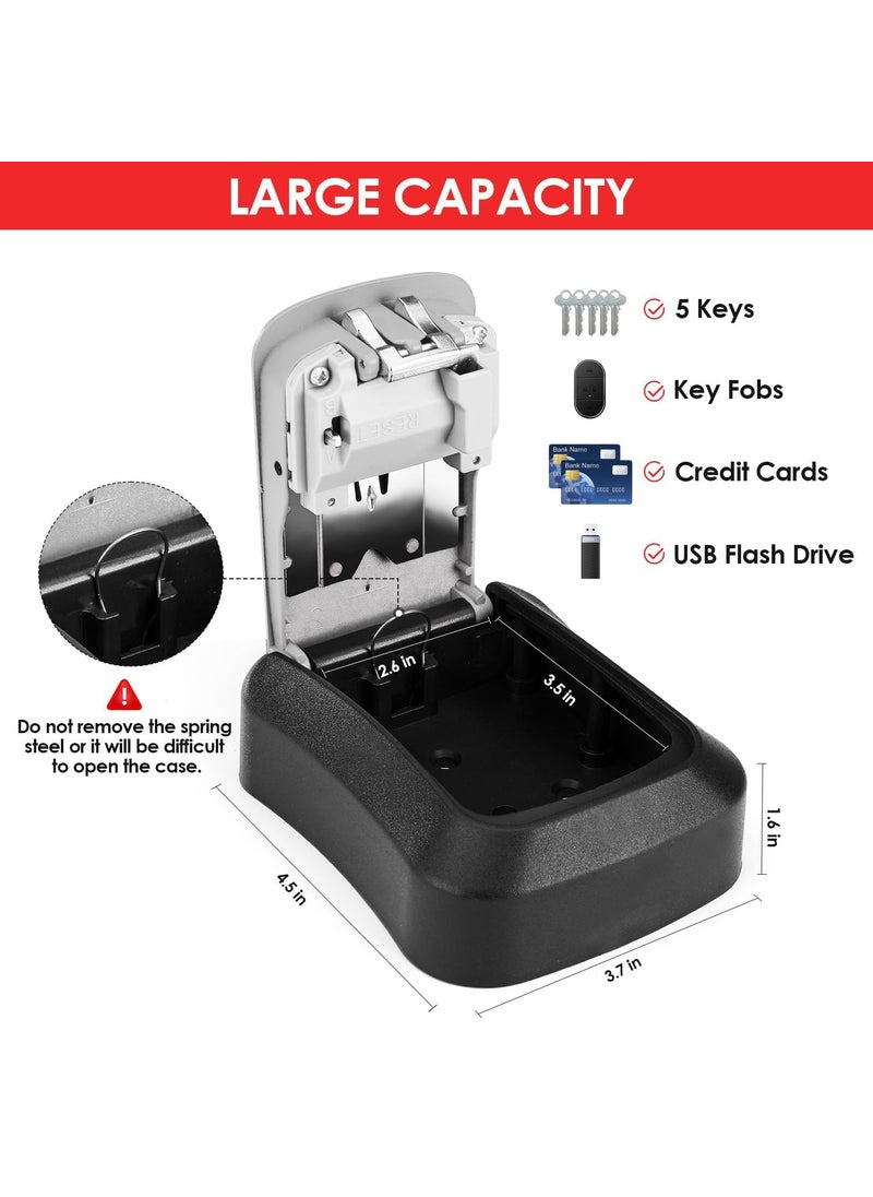 ALMURAT ALMURAT Wall Mounted Key Lock Box with Outside House Key Safe Storage Combination and Small 4 Digit Code Safe Security for Indoor Outdoor Garage Weatherproof  - Image 2