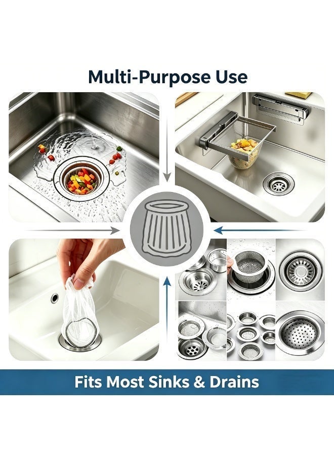 500 Pcs Sink Strainers – Heavy Duty Mesh Drain Covers – No More Clogs from Hair & Food – Disposable Catcher for Kitchen Sink, Bathroom, Shower & Garbage Disposal - Image 4