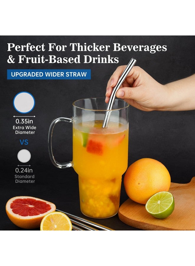 Tomorotec Tomorotec 40oz Straws, 14PCS Stainless Steel Replacement Straws for Stanley 40oz Adventure Quencher Travel Tumblers with Cleaning Brushes 2PCS, Food-Grade, Dishwasher Safe for Smoothies (Silver)  - Image 4