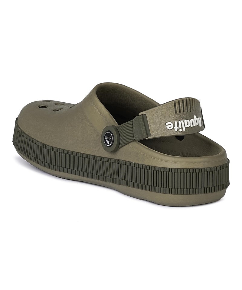Aqualite Men's NEO-153 Trendy Stylish Fashionable Clogs with Back-Strap| Sandals with Lightweight Regular wear Casual Clogs with Ultra Soft & Flexibility Technology. Khaki/Olive - Image 5