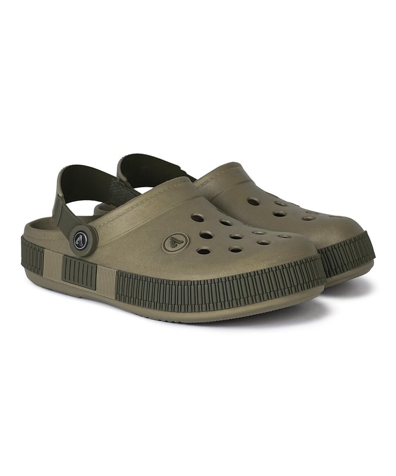 Aqualite Men's NEO-153 Trendy Stylish Fashionable Clogs with Back-Strap| Sandals with Lightweight Regular wear Casual Clogs with Ultra Soft & Flexibility Technology. Khaki/Olive - Image 1