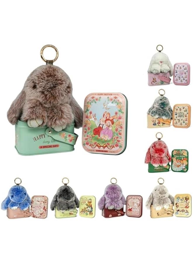 Arabest Bunnylulu Keychain with Tin,Original Bunnylulu,Handmade Soft Bunny PomPom Keychain, Bunny Cute Plush Key chain,Holiday Gift - Image 1