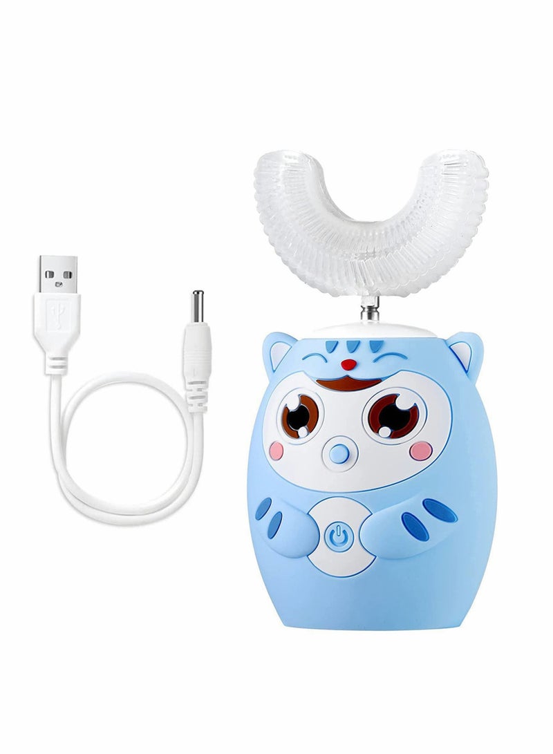 Kids Toothbrush Electric, U Shaped Ultrasonic Automatic Toothbrush, Six Cleaning Modes, Cartoon Modeling Design for Kids, Special Birthday Gift (2-6age, Blue)  - Image 1