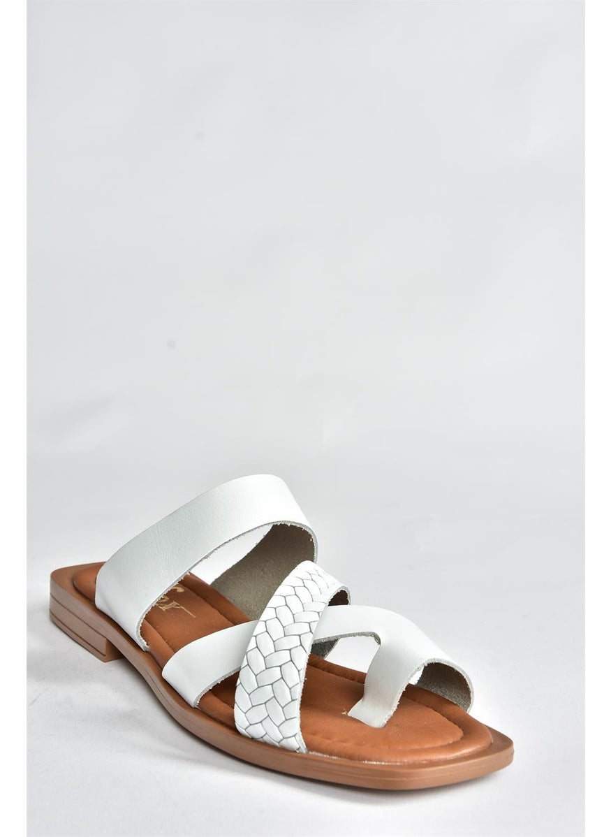 Fox Shoes White Genuine Leather Casual Women's Slippers P291039603  - Image 4