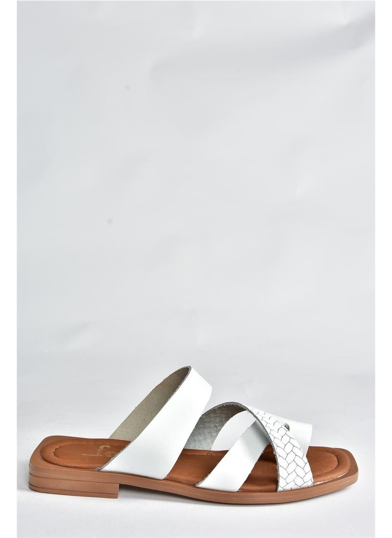 Fox Shoes White Genuine Leather Casual Women's Slippers P291039603  - Image 1