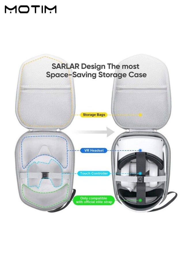 Motim - Oculus Quest 2 Hard Case, VR Gaming Headset Storage Case Carrying Bag with Mesh Pocket, Portable VR Storage Bag for Travel and Home Storage - Image 1