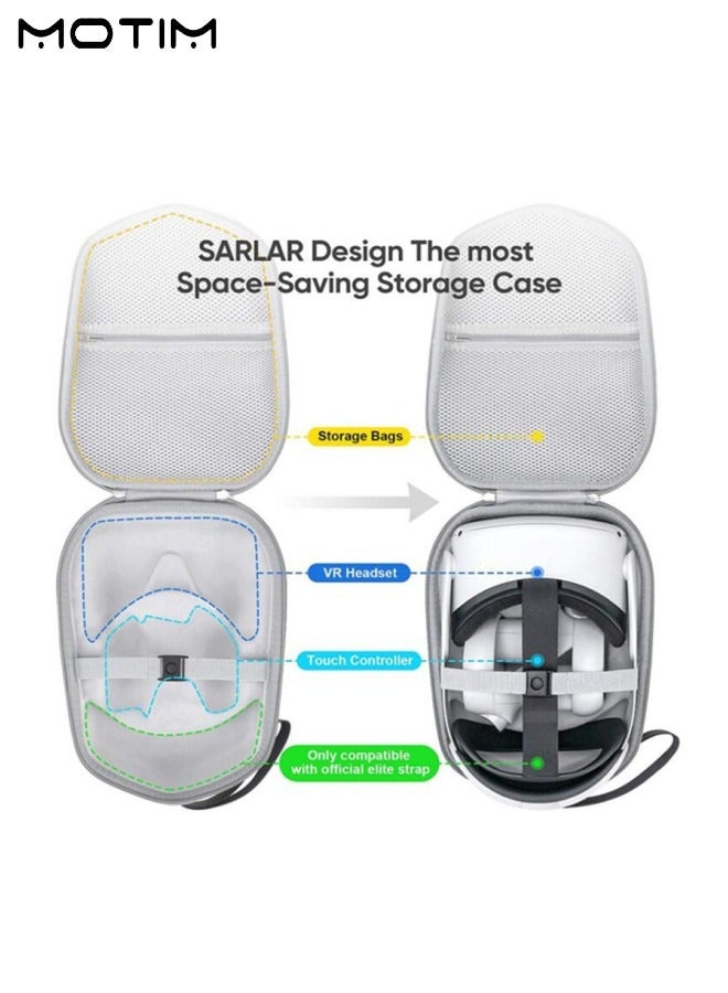 Motim Hard Carrying Case for Oculus Quest 2, VR Gaming Headset Storage Case Portable Bag with Mesh Pocket, Shockproof VR Travel Storage Bag - Image 4