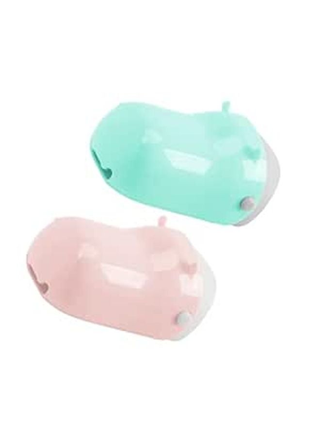 Kids Sink Faucet Extender 2 Pack Pink Green Splash Guard for Toddlers Hand Washing - Image 1