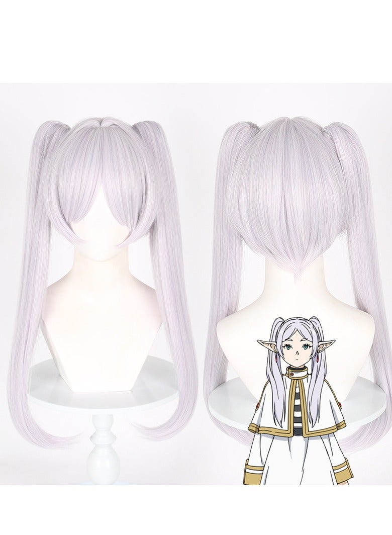 Frieren  The Funeral Bell Murmurs Cosplay Wig  Realistic Scalp Top Custom Cold Silver White  - Image 1