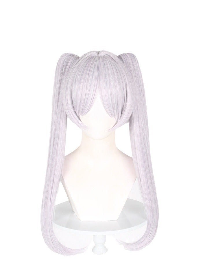 Frieren  The Funeral Bell Murmurs Cosplay Wig  Realistic Scalp Top Custom Cold Silver White  - Image 2