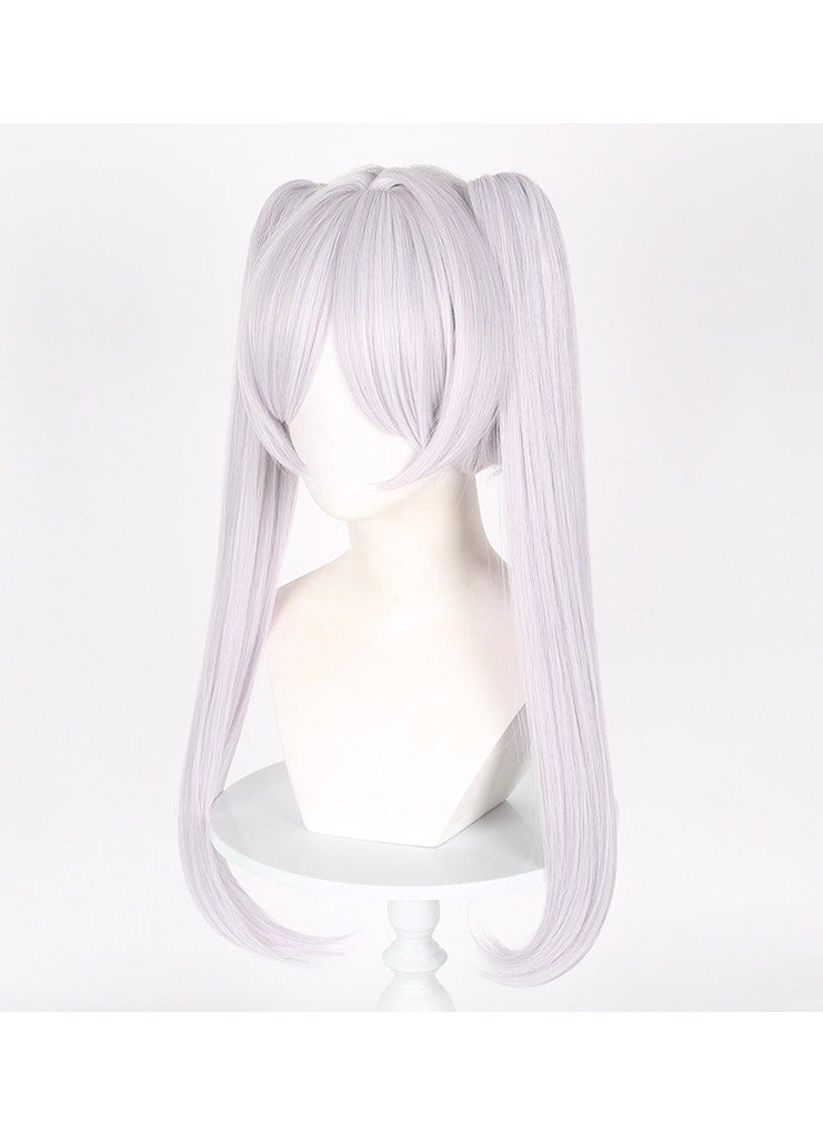 Frieren  The Funeral Bell Murmurs Cosplay Wig  Realistic Scalp Top Custom Cold Silver White  - Image 3