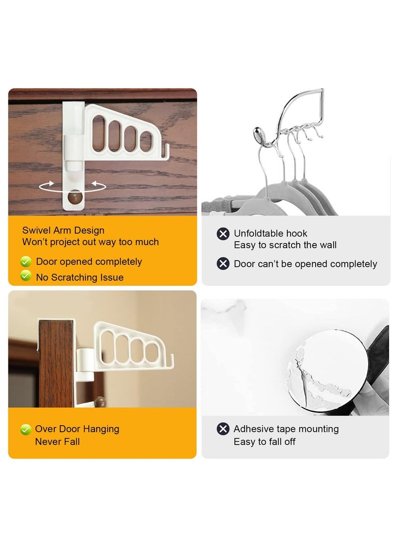 2 Pack Over The Door Hooks Hanger, Door Hanger Hooks with Swivel Arm Valet Hook Light ABS Resin Over Door Hangers Hooks for Clothes, Coats, Towels for Bedroom Bathroom (White) - Image 4