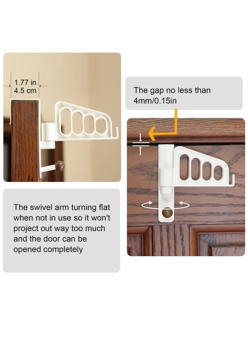 2 Pack Over The Door Hooks Hanger, Door Hanger Hooks with Swivel Arm Valet Hook Light ABS Resin Over Door Hangers Hooks for Clothes, Coats, Towels for Bedroom Bathroom (White) - Image 5