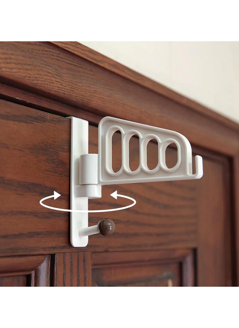 2 Pack Over The Door Hooks Hanger, Door Hanger Hooks with Swivel Arm Valet Hook Light ABS Resin Over Door Hangers Hooks for Clothes, Coats, Towels for Bedroom Bathroom (White) - Image 1