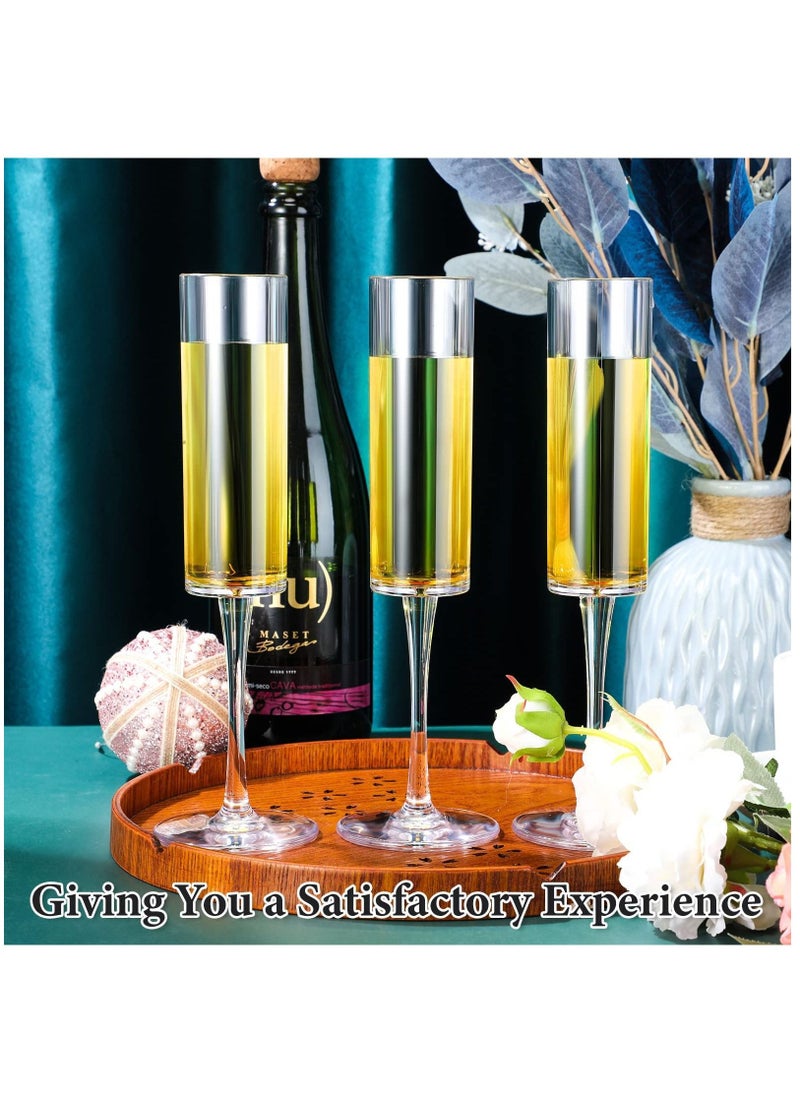 SYOSI Drink Flutes Goblets, Disposable Plastic Acrylic Drinkware Reusable Toasting Goblets Crystal Cups for Party Wedding Birthday Anniversary and Catered Events 8 Pieces  - Image 3
