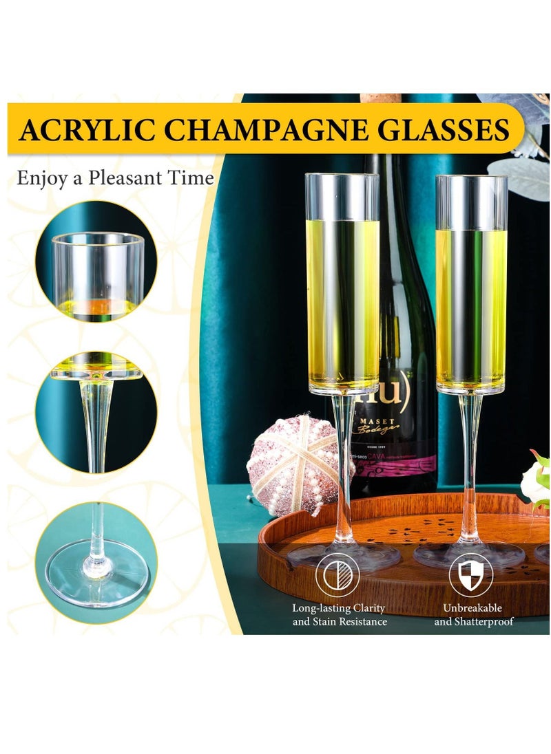 SYOSI Drink Flutes Goblets, Disposable Plastic Acrylic Drinkware Reusable Toasting Goblets Crystal Cups for Party Wedding Birthday Anniversary and Catered Events 8 Pieces  - Image 2