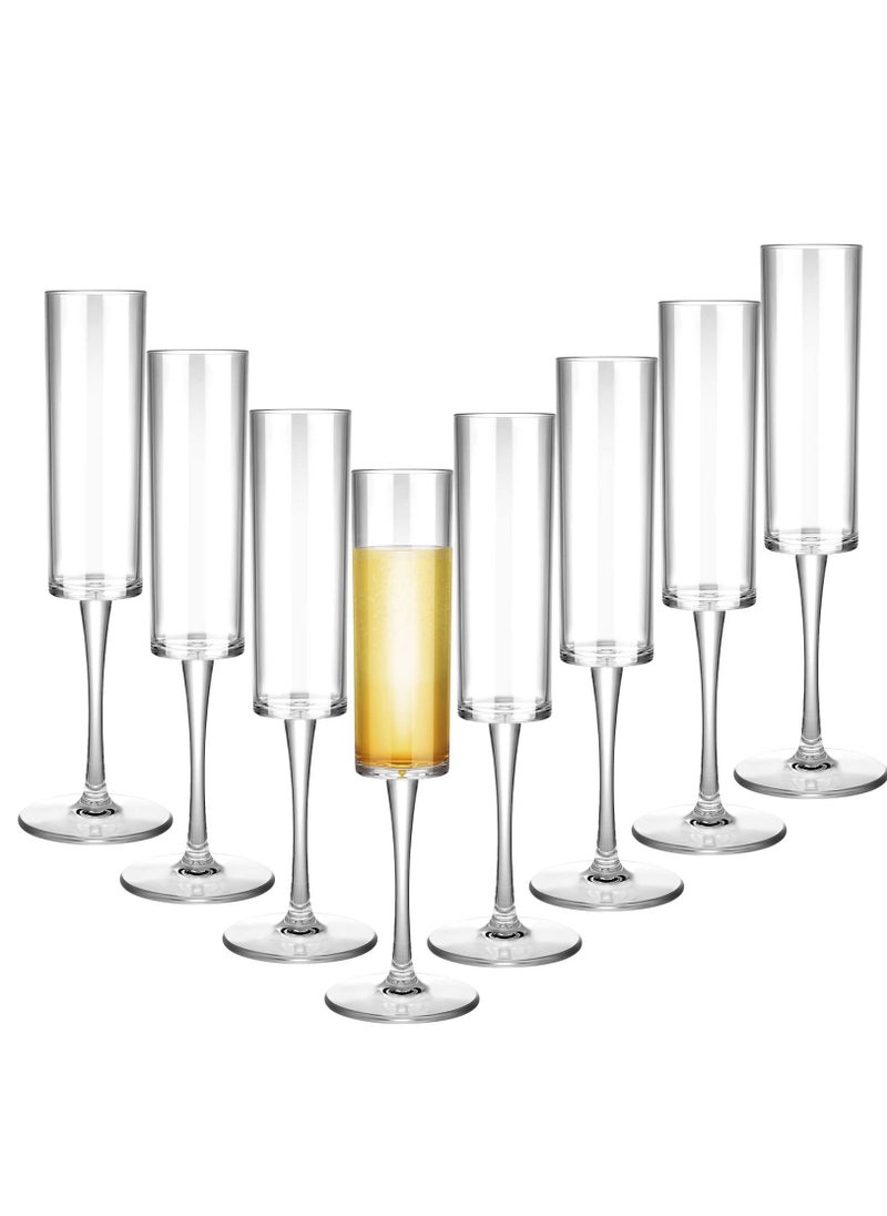 SYOSI Drink Flutes Goblets, Disposable Plastic Acrylic Drinkware Reusable Toasting Goblets Crystal Cups for Party Wedding Birthday Anniversary and Catered Events 8 Pieces  - Image 1