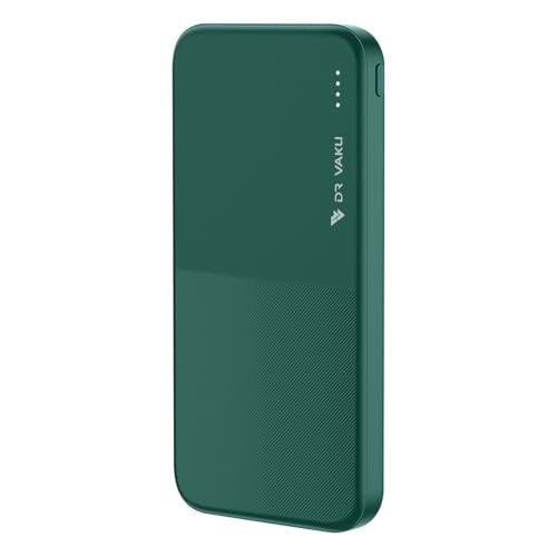 DR VAKU 10000mAh Power Bank Type-C + Micro USB (Input & Output) Lithium Polymer Battery Compatible with iPhone, Samsung, OnePlus & All Smartphones - Green - Image 1