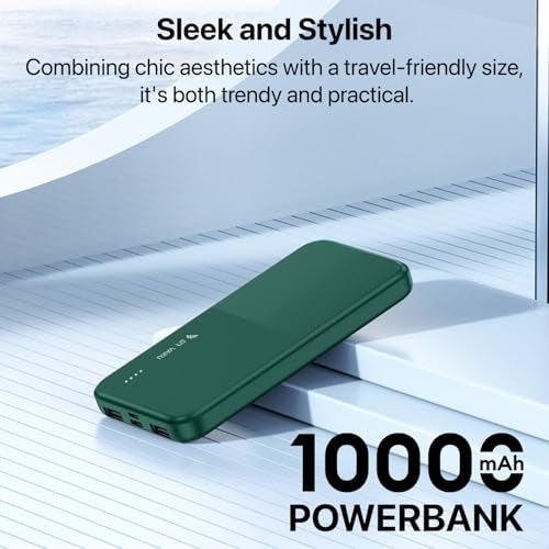 DR VAKU 10000mAh Power Bank Type-C + Micro USB (Input & Output) Lithium Polymer Battery Compatible with iPhone, Samsung, OnePlus & All Smartphones - Green - Image 2