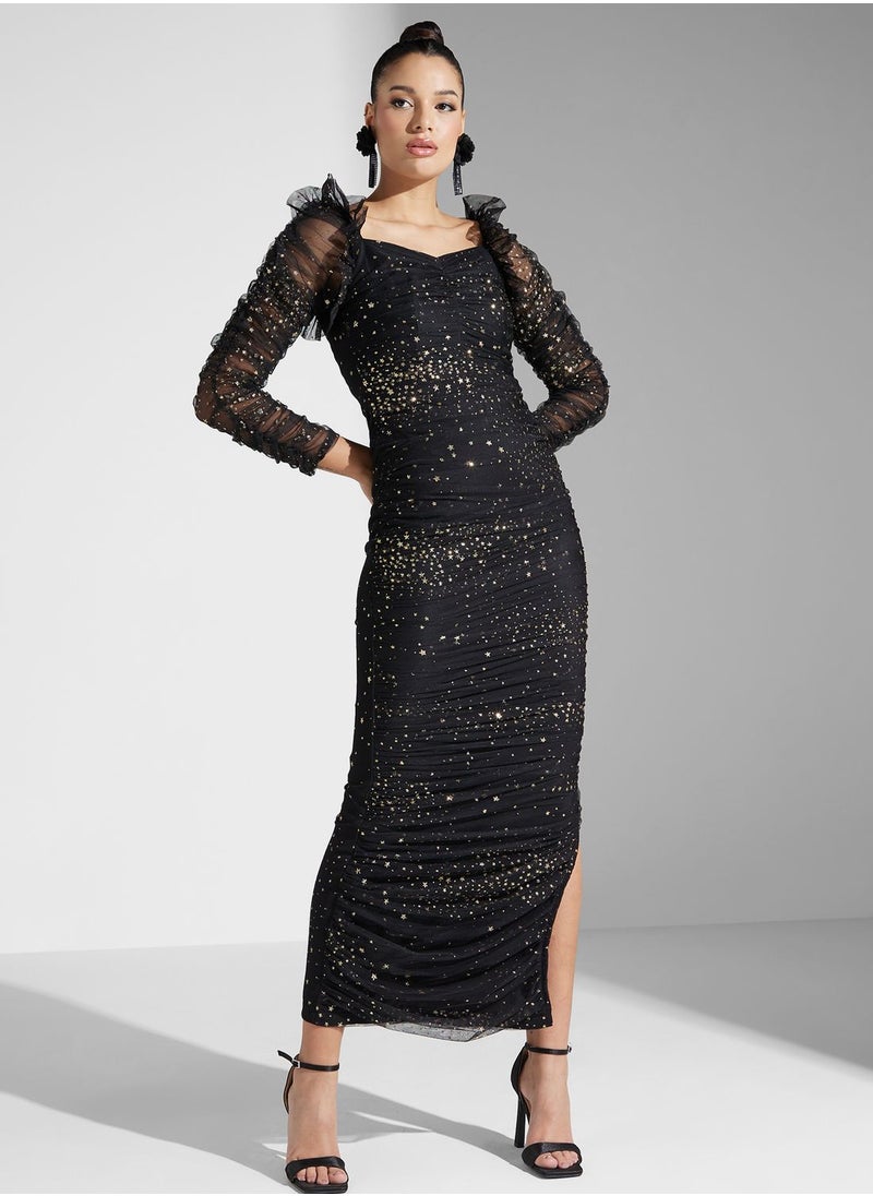 Iyra Embellished Mesh Tiered Dress  - Image 4