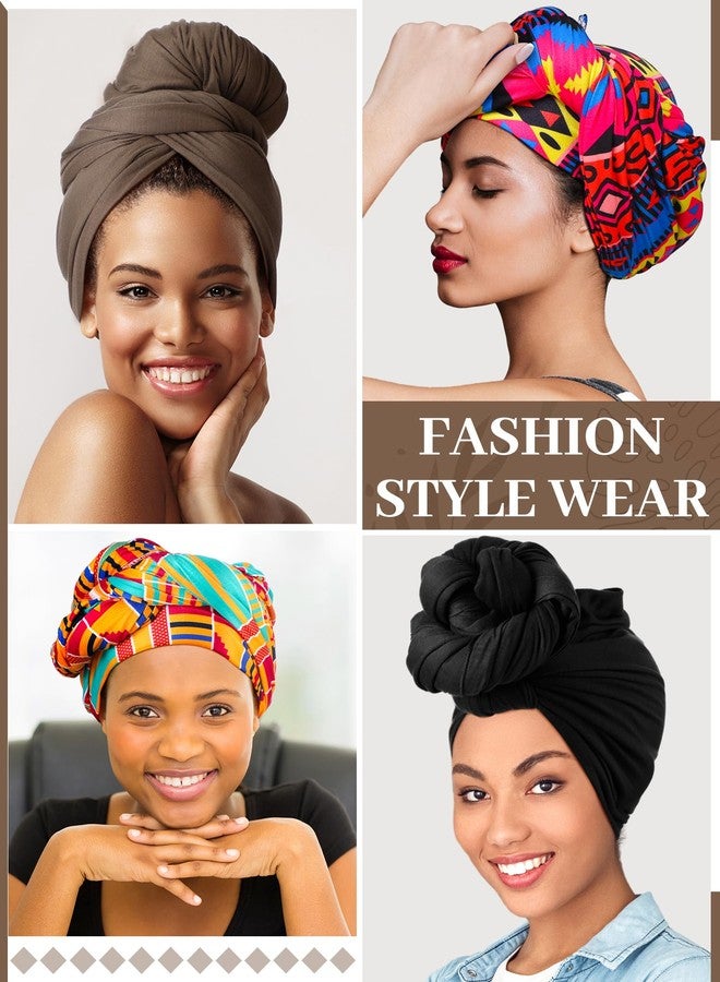 Funnysoft 4 Pcs African Scarf for Women Head Wraps for Black Women Stretch Turbans Jersey Hijab Scarf Hair Wraps Lightweight Headbands Cover - Image 4