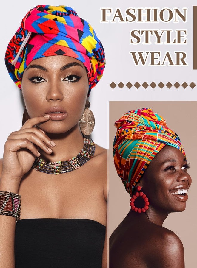 Funnysoft 4 Pcs African Scarf for Women Head Wraps for Black Women Stretch Turbans Jersey Hijab Scarf Hair Wraps Lightweight Headbands Cover - Image 3